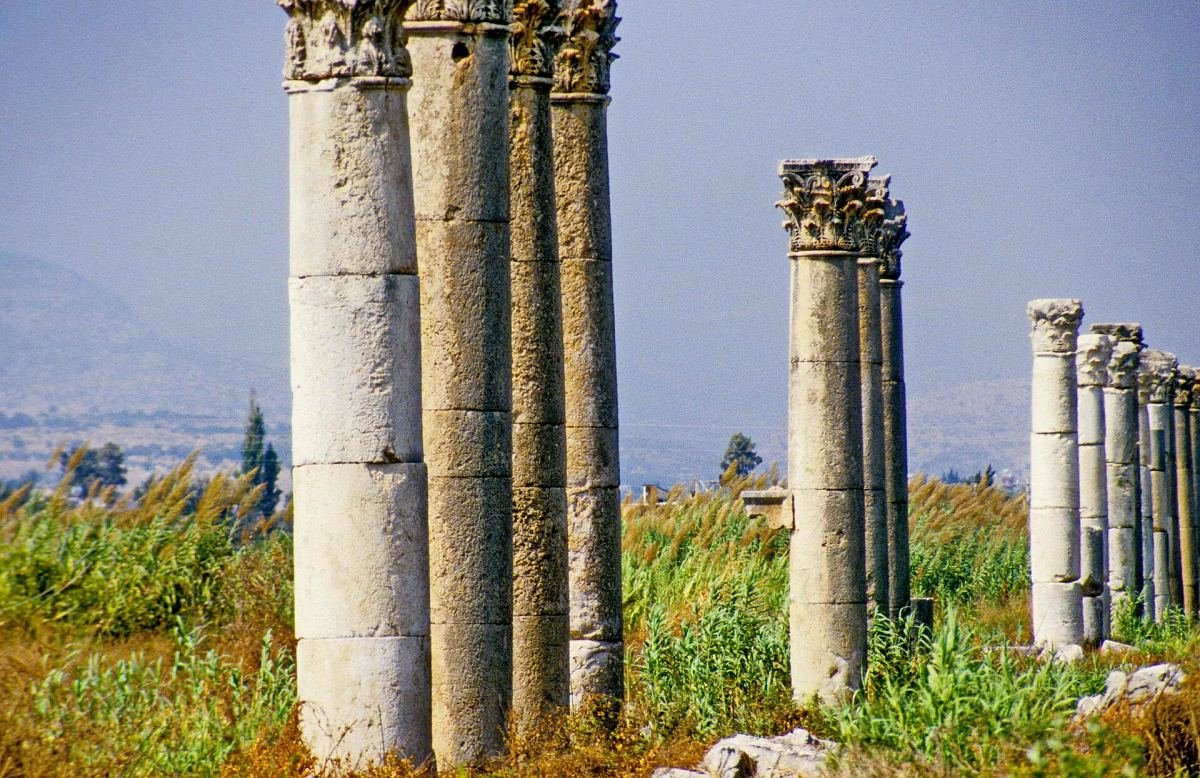 Viranşehir'deki antik Soli Pompeiopolis kentinin sütunlu caddesinden sütunlar